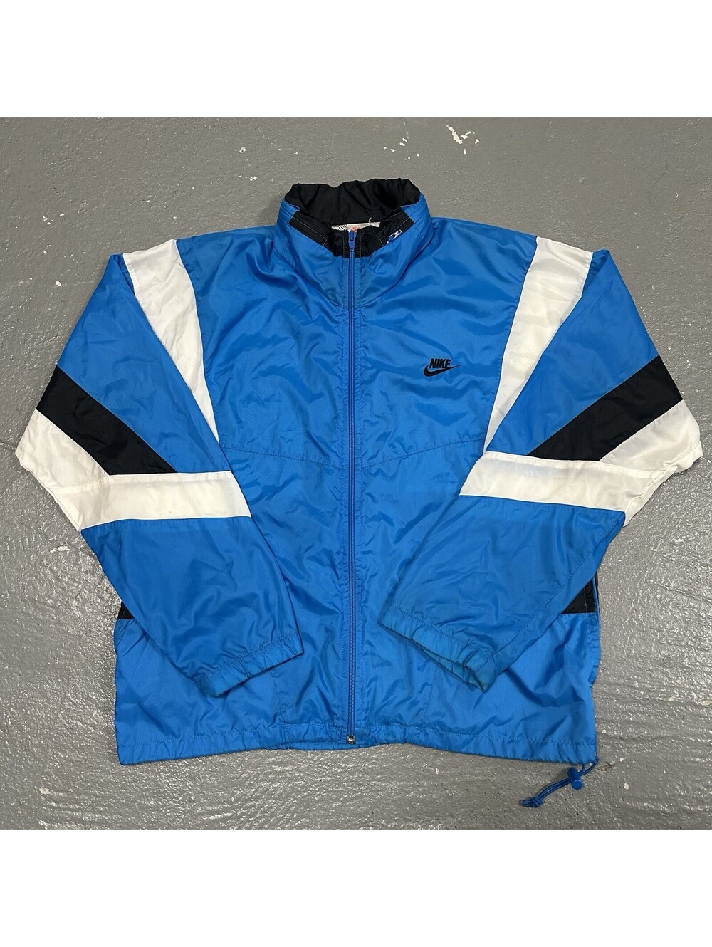 VINTAGE 90s Nike Windbreaker Track Jacket Blue White Black Size M